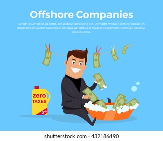 Offshore companies, panamanian documents, jornalistic inestigation. Panama papers folder document. Tax haven offshore company business people owners. Taxes are levied at low rate. Vector illustration
