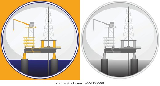 Offshore deep sea vector emblem design. With modern bright and light color scheme. Suitable for deep sea crew training team or safety award for offshore mining business.