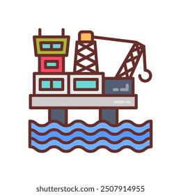 Offshore Drilling Filled Icons , Vector illustration