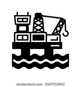 Offshore Drilling Glyph Icon, Vector illustration