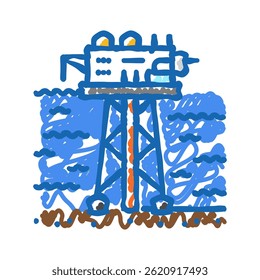 offshore drilling oil industry doodle icon sketch vector. offshore drilling oil industry sign. isolated symbol illustration