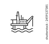 Offshore drilling platform icon illustrating a structure for oil and gas exploration and production in the marine environment. Suitable for topics on the oil industry. Vector illustration.