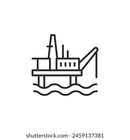 Offshore drilling platform icon illustrating a structure for oil and gas exploration and production in the marine environment. Suitable for topics on the oil industry. Vector illustration.