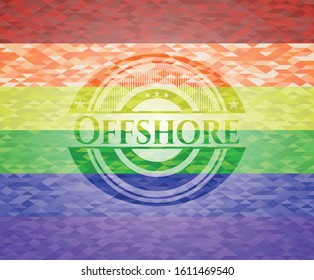 Offshore emblem on mosaic background with the colors of the LGBT flag