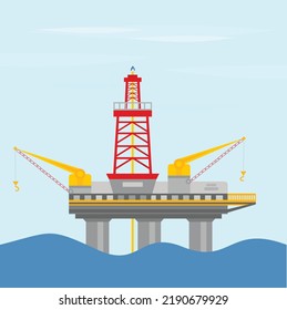 offshore gas drilling rig, oil platform in the ocean. Offshore drilling for gas and oil, Import and export of gas, oil and fuel, barrels, pipeline transit, embargoes and sanctions, rising fuel and gas