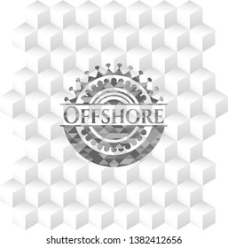 Offshore grey badge with geometric cube white background