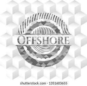 Offshore grey emblem. Retro with geometric cube white background