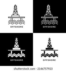 Offshore Icon Cartoon. Rig Platform Symbol Vector Logo