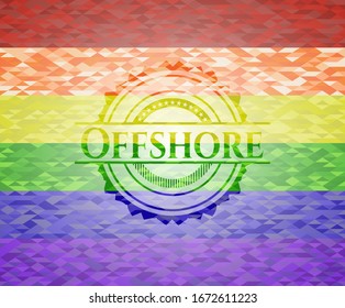 Offshore lgbt colors emblem. Vector Illustration. Mosaic.