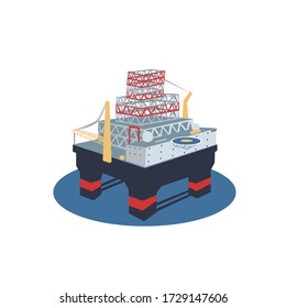 Offshore oil and gas rig platform.Oil and gas industry and hard work. Icon, vector illustration.