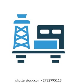offshore oil icons outline and Flat Style,transparent background