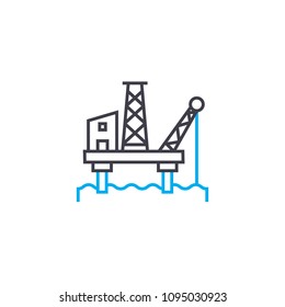 Offshore oil industry linear icon concept. Offshore oil industry line vector sign, symbol, illustration.
