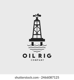 diseño de Vector de logotipo de minas petrolíferas offshore
