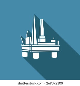 Offshore Oil Platform icon. Vector Illustration.