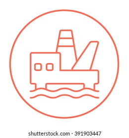 Offshore oil platform line icon.