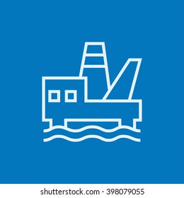 Offshore oil platform line icon.
