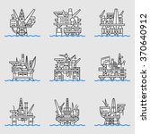 Offshore oil platform. Set of oil industry objects