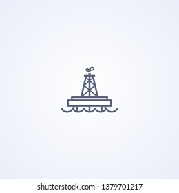 Offshore oil platform, vector best gray line icon on white background, EPS 10