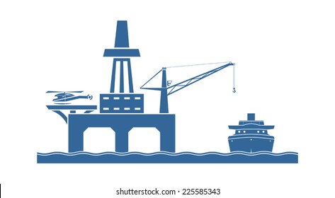 Offshore oil platform. Vector illustration