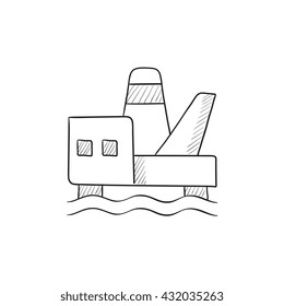Offshore oil platform vector sketch icon isolated on background. Hand drawn Offshore oil platform icon. Offshore oil platform sketch icon for infographic, website or app.