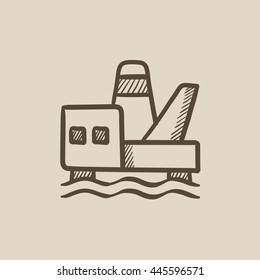 Offshore oil platform vector sketch icon isolated on background. Hand drawn Offshore oil platform icon. Offshore oil platform sketch icon for infographic, website or app.