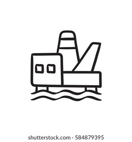 Offshore oil platform vector sketch icon isolated on background. Hand drawn Offshore oil platform icon. Offshore oil platform sketch icon for infographic, website or app.