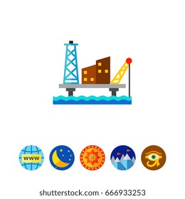 Offshore oil production platform icon