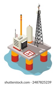 Offshore oil rig for drilling oil and extracting petroleum in the energy industry