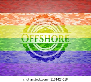 Offshore on mosaic background with the colors of the LGBT flag