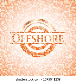 Offshore orange tile background illustration. Square geometric mosaic seamless pattern with emblem inside.