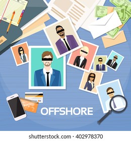 Offshore Papers Documents Company Business People Photo Owners Vector Illustration