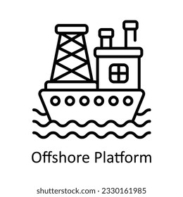 Offshore Platform Outline Icon Design illustration. Smart Industries Symbol on White background EPS 10 File
