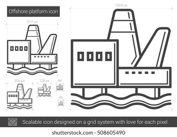 Offshore platform vector line icon isolated on white background. Offshore platform line icon for infographic, website or app. Scalable icon designed on a grid system.