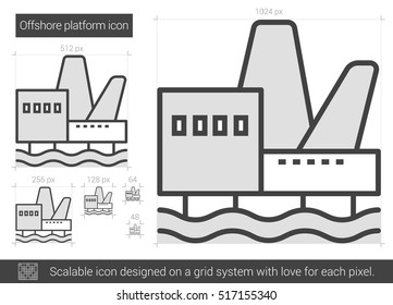 Offshore platform vector line icon isolated on white background. Offshore platform line icon for infographic, website or app. Scalable icon designed on a grid system.