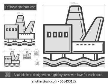 Offshore platform vector line icon isolated on white background. Offshore platform line icon for infographic, website or app. Scalable icon designed on a grid system.