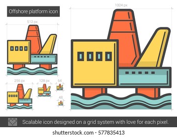 Offshore platform vector line icon isolated on white background. Offshore platform line icon for infographic, website or app. Scalable icon designed on a grid system.
