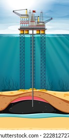 Offshore platforms in the sea illustration