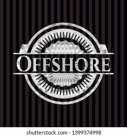 Offshore silver emblem or badge. Vector Illustration. Mosaic.