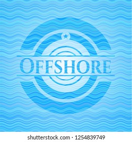 Offshore sky blue water wave badge.