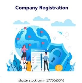 Offshore specialist or company concept. Professional businessman help with financial services to nonresidents. Tax haven, offshore business. Isolated vector illustration