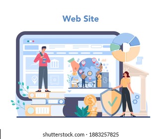 Offshore specialist online service or platform. Professional businessman help with financial services to nonresidents. Website. Isolated vector illustration