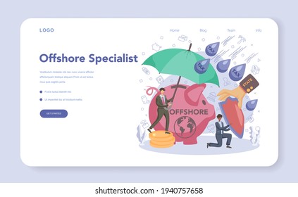 Offshore specialist web banner or landing page. Professional businessman