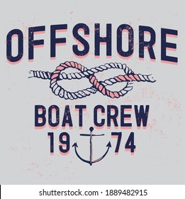 Offshore text vector design with anchor and rope