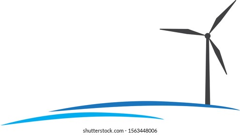 Offshore wind farm. Company energy logo vector icon