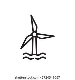 Offshore wind foundation icon symbolizing marine renewable energy, wind turbine stability, and oceanic engineering, representing sustainable power, sea-based infrastructure, and green maritime system.