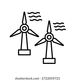 Ilustração do vetor do ícone de contorno de vento offshore