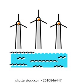 offshore wind turbine color icon vector. offshore wind turbine sign. isolated symbol illustration