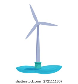 Offshore wind turbine generating clean energy in the ocean, promoting sustainable power solutions
