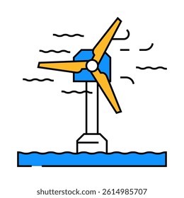 offshore wind turbine line icon vector. offshore wind turbine sign. isolated symbol illustration