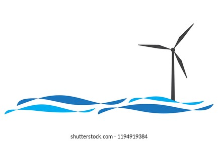 Offshore wind turbine logo vector